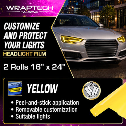 Automotive Headlight Tint, Yellow 16 in x 24 in 2PCS