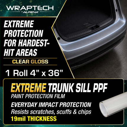 Automotive PPF (Paint Protection Film) Trunk Sill Guard, Gloss 4 in x 36 in
