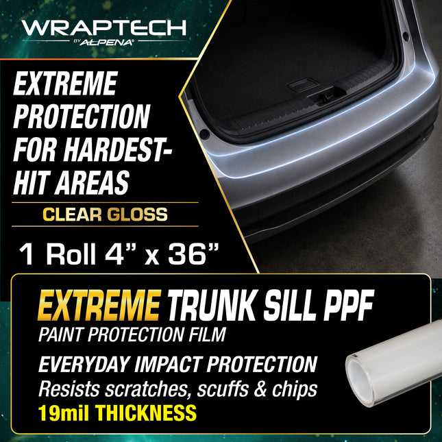 Automotive PPF (Paint Protection Film) Trunk Sill Guard, Gloss 4 in x 36 in