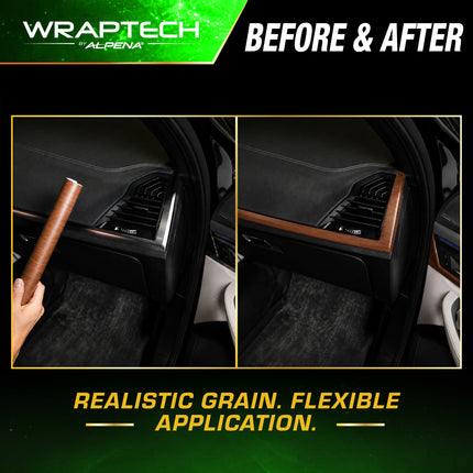 Automotive Interior Wrap, Wood Grain Pattern, 12 in × 36 in