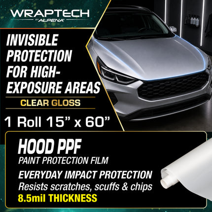 Automotive PPF (Paint Protection Film) Hood Guard, Gloss 15 in x 60 in