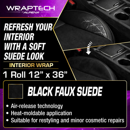 Automotive Interior Wrap, Suede Texture Black 12 in × 36 in