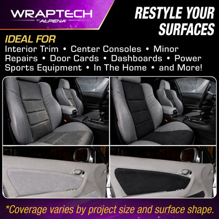 Automotive Interior Wrap, Suede Texture Black 12 in × 36 in