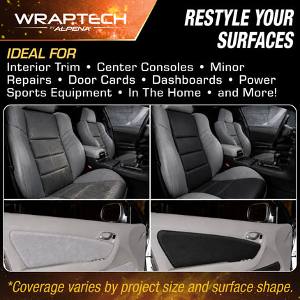 Automotive Interior Wrap, Leather Texture Black 12 in × 36 in