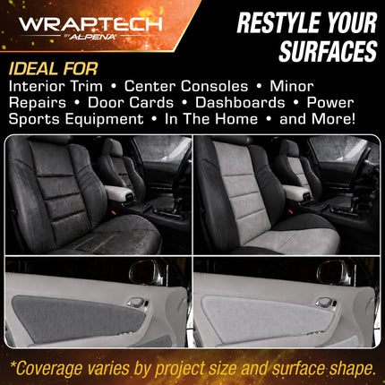 Automotive Interior Wrap, Leather Texture Gray 12 in × 36 in