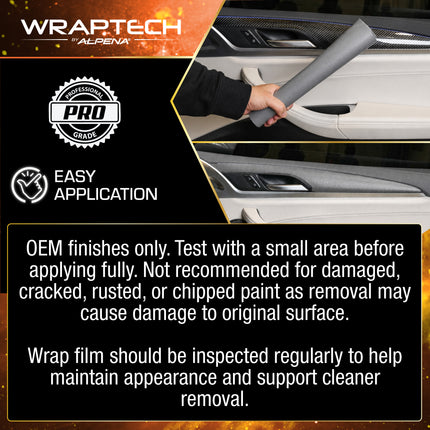 Automotive Interior Wrap, Leather Texture Gray 12 in × 36 in