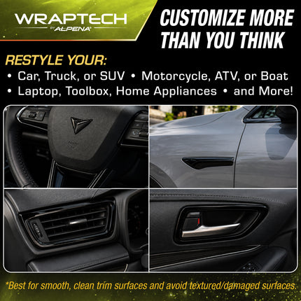 Automotive Chrome Delete Gloss Black Wrap, 2 in x 10 ft