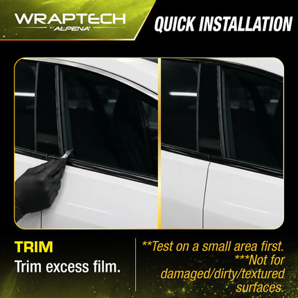 Automotive Chrome Delete Gloss Black Wrap, 2 in x 10 ft