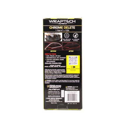 Automotive Chrome Delete Gloss Black Wrap, 4 in x 10 ft