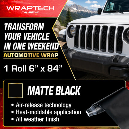 Automotive Exterior & Interior Wrap, Matte Black 6 in × 84 in
