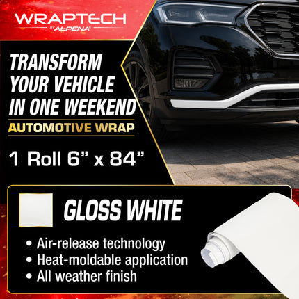 Automotive Exterior & Interior Wrap, Gloss White  6 in × 84 in
