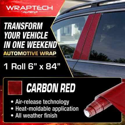 Automotive Exterior & Interior Wrap, Gloss Red Carbon 6 in × 84 in