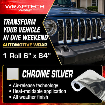 Automotive Exterior & Interior Wrap, Chrome Silver, 6 in × 84 in