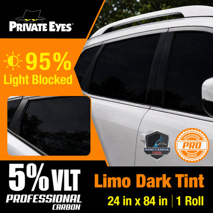 Private Eyes Professional Carbon 5% VLT Window Tint Film - 24 in x 84 in