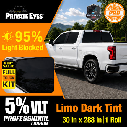 Private Eyes Professional Carbon 5% VLT Full Car Window Tint Kit - 30 in x 288 in