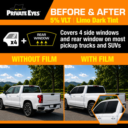 Private Eyes Professional Carbon 5% VLT Full Car Window Tint Kit - 30 in x 288 in