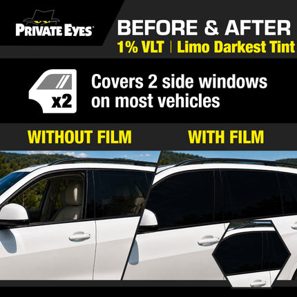 Private Eyes Dark Series 1% VLT Window Tint Film - 24 in x 84 in