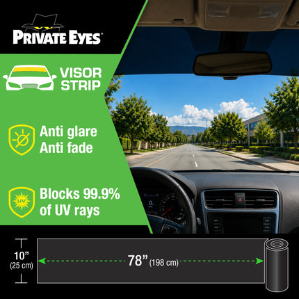 Private Eyes Advanced Carbon 5% VLT Windshield Strip Tint - 10 in x 6.5 ft