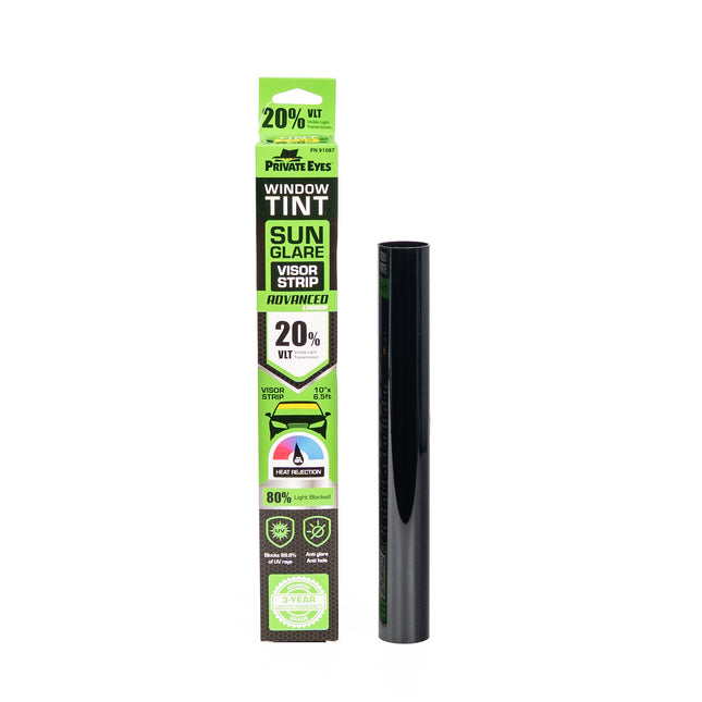 Private Eyes Advanced Carbon 20% VLT Windshield Strip Tint - 10 in x 6.5 ft